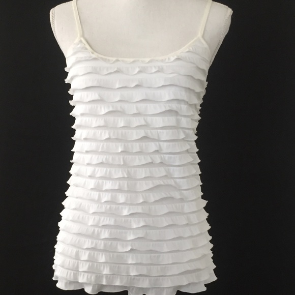 White ruffle cami tank top. Built in bra.  S/M - Picture 1 of 4